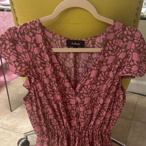 New Aakaa Pink and Brown Patterned Dress - Picture 3 of 6